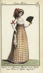 Vrouw in de Primerose hoed mode van 1798