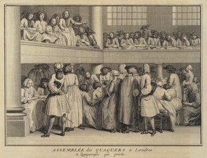 Vrouw die predikt op een bijeenkomst van Quakers in Londen door French School