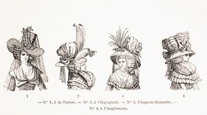 Dameshoedenstijlen van de 18e eeuw, 1875