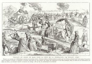 Werken op het Champ de Mars ter voorbereiding van het Fête de la Fédération, Parijs, Franse Revolutie, 14 juli 1790