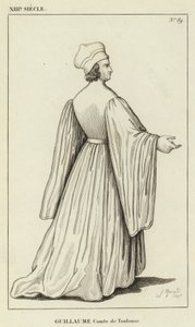 13e eeuw, Willem, Graaf van Toulouse (gravure)