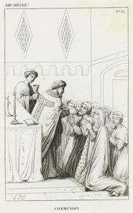 XII Eeuw, Communie (gravure) door French School