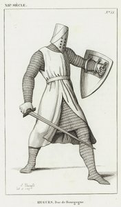 12e eeuw, Hugues, Hertog van Bourgondië (gravure) door French School