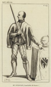 14e eeuw, Du Guesclin, Connetable van Frankrijk (gravure)