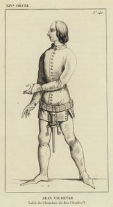 14e eeuw, Jean Vaudetar, Kamerheer van koning Karel V (gravure)