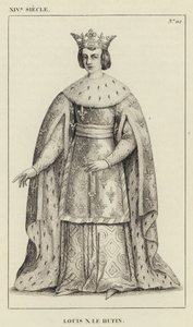 XIV Eeuw, Lodewijk X de Hutin (gravure) door French School