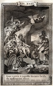 U ziet o verschrikkelijke godheid de zoon van de boze Ulisse - gravure van 1798 door Monnet in 