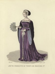 Jonge dame uit de tijd van koning Frans I van Frankrijk door French School