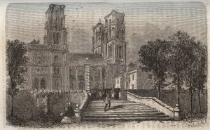 Kathedraal Notre-Dame de Laon (1150-1180), Aisne - gravure in 