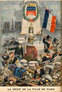 fluctuat nec mergitur - Het kruis van de stad Parijs wordt geïntroduceerd in het wapen van Parijs, illustratie uit de Engelse krant 