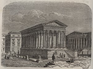 Maison Carrée de Nîmes - Frankrijk, Languedoc-Roussillon, Gard - gravure in 
