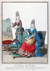 Dame toont een afbeelding van de Kolossus van Rhodos