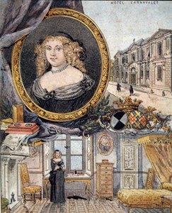 Portret van Marie de Rabutin-Chantal (Rabutin Chantal), Markiezin van Sévigné bekend als Madame de Sévigné (1626-1696) en haar residentie Hotel Carnavalet