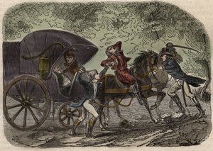 De Lyon postkoets affaire - De postkoets van Lyon wordt aangevallen in Seine et Marne door 5 individuen op 28 april 1796 door French School