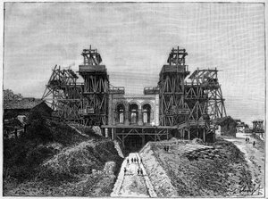 de bouwplaats van de kerk van het Sacré-Cœur in Montmartre, in 