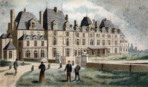 Uitzicht op het kasteel van Eu (Seine Inferieure) door French School