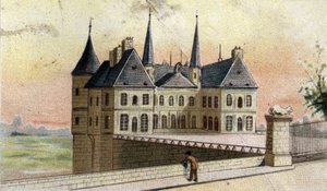 zicht op het kasteel van Randan (Puy de dome) door French School