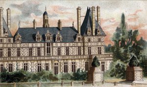 Uitzicht op het kasteel van Rosny (Seine en Oise) door French School