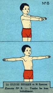work out, fitness, lichaamsoefeningen, goede gezondheid, gezond (chromolithografie) begin 20e eeuw door French School