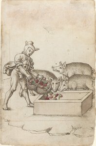 Een dwaas die bloemen aan varkens voert [fol. 42 recto]