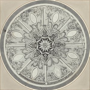 Ontwerp voor een Ingelegd Rond Tafelblad, met Alternatieven door French or Italian 18th Century