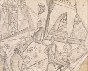 Frida en haar tijdgenoten, c.1925 (potlood op papier) door Frida Kahlo