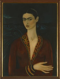 Self-Portrait Draagt een Fluwelen Jurk door Frida Kahlo