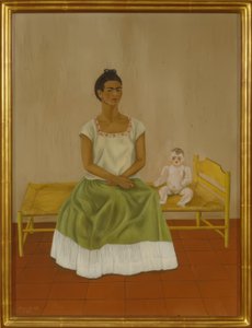 Zelfportret met bed door Frida Kahlo