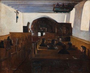 Een Kerkdienst op het Eiland Mors, Jutland door Fridolin Johansen