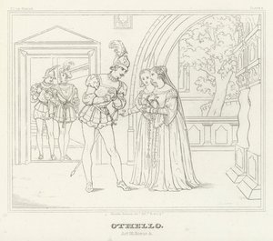 Othello, Act III, Scene 3 (gravure) door Friedrich August Moritz Retzsch