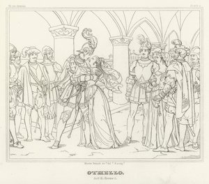 Othello, Act II, Scene 1 (gravure) door Friedrich August Moritz Retzsch