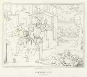 Othello, Act V, Scene 1 door Friedrich August Moritz Retzsch