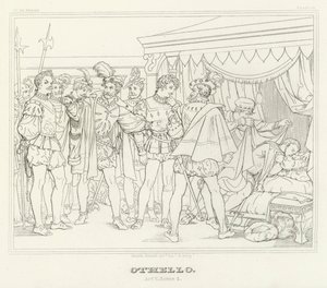 Othello, Act V, Scene 2 (gravure) door Friedrich August Moritz Retzsch