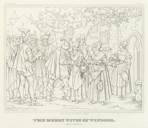 De Vrolijke Vrouwtjes van Windsor, Act I, Scene 1 door Friedrich August Moritz Retzsch