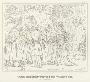 De Vrolijke Vrouwen van Windsor, Act V, Scene 4 (gravure) door Friedrich August Moritz Retzsch