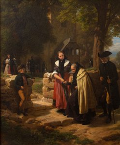 Voor de kerk. door Friedrich Eduard Meyerheim