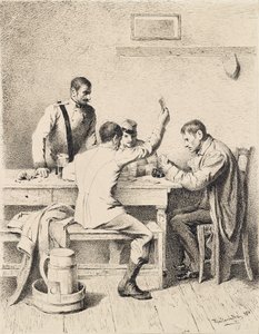 Soldaten aan het kaartspelen door Friedrich Friedländer Ritter von Malheim