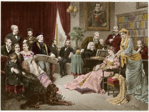Richard Wagner en Liszt in Bayreuth met Cosima en Siegfried - naar Fritz Georg Papperitz door Friedrich Georg Papperitz