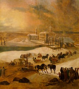 Winterzicht op kasteel Poltsamaa (detail), 1793 door Friedrich Hartmann Barisien