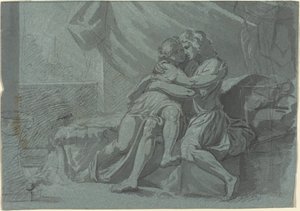 Omhelzende Geliefden in Klassieke Kleding / Een Vrouw in Klassieke Kleding Die Omhoog Kijkt