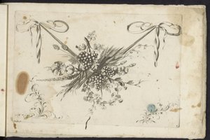 Festoen van bloemen, druiventros en korenaren door Friedrich Jacob Morisson