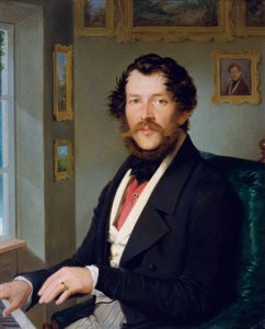 Portret van een heer voor de piano door Friedrich Johann Gottlieb Lieder