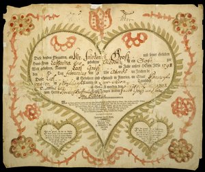 Geboorte- en doopcertificaat, ca. 1800 door Friedrich Krebs