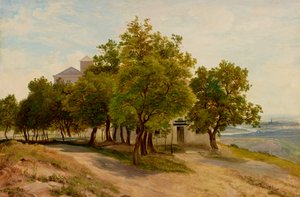 Boomgroep op de Kahlenberg met uitzicht op Wenen door Friedrich Loos