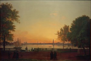 Uitzicht op Venetië vanaf de Giardini Pubblici