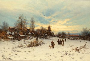Een winterzonsondergang