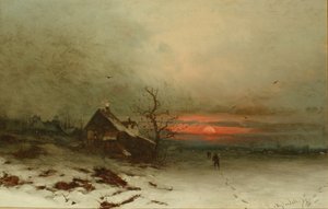 Terug naar huis bij zonsondergang door Friedrich Nicolai Joseph Heydendahl