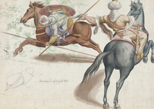 Vechtende ruiters, 1818 door Friedrich Olivier
