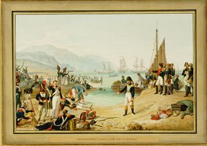 Napoleon I landt bij Antibes, Frankrijk ... (aquarel)