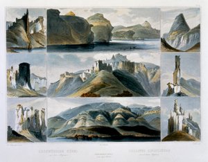 Opmerkelijke heuvels aan de bovenloop van de Missouri, 1844 door Friedrich Salathé